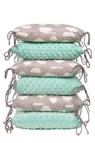 T-TOMI Polštářkový mantinel MINKY Grey white clouds