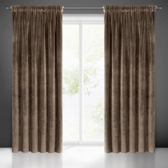Dekorační velvet závěs s řasící páskou VILA hnědá 140x270 cm (cena za 1 kus) MyBestHome