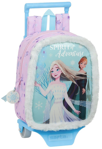 Dětský batoh s vozíkem Frozen II|Ledové království 2: Spirit Of Adventure s kolečky (objem 6 litrů|22 x 28 x 10 cm) růžový polyester