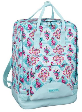 Multifunkční batoh Moos: Flamingo (objem 13 litrů|27 x 38 x 13 cm) modrý polyester