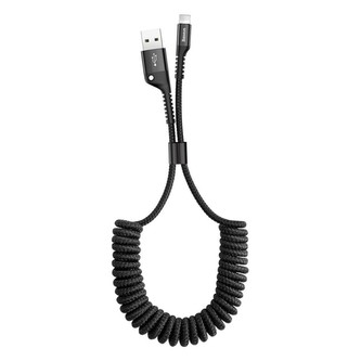 Baseus Fish eye Spring USB-A/Lightning pružinový kabel 1m černý