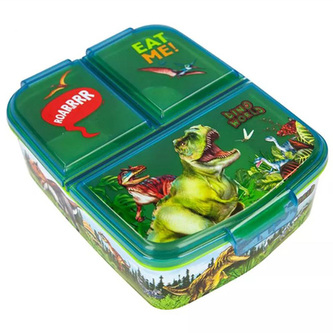 Svačinový box Dino World, Zeleno-modrý, 3 segmenty, 0411699_A | 13,5 x 17,5 x 5,5 cm