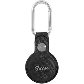 Guess PU Saffiano Script Dog Clip pouzdro pro AirTag černé