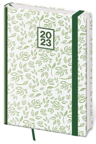 Diář 2023 týdenní A5 Vario - Leaves s gumičkou