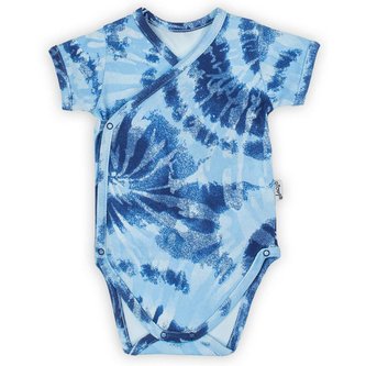 Kojenecké bavlněné body s bočním zapínáním krátky rukáv Nicol Tomi modré - velikost 56 (0-3m)