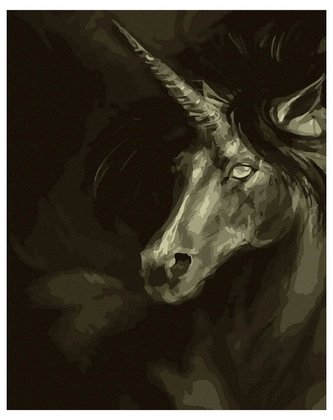 Malowanie po numerach - Szary jednorożec 40x50cm