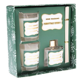 Vonný difuzér + 2x vonná svíčka - vánoční bobule, 1/12