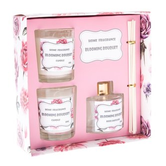 Vonný difuzér + 2x vonná svíčka - rozkvetlá kytice, 1/12