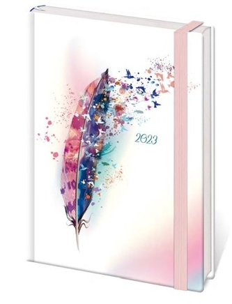 Diář 2023 A5 LYRA denní s gumičkou Feather