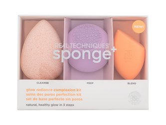 Real Techniques Glow Radiance Complexion Kit čisticí houbička Miracle Cleanse Sponge 1 ks + houbička Miracle Skincare Sponge 1 ks + houbička na make- up Miracle Complexion Sponge 1 ks
