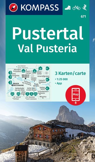 KOMPASS Wanderkarten-Set 671 Pustertal, Val Pusteria (3 Karten) 1:25 000