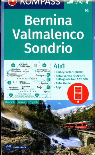 KOMPASS Wanderkarte 93 Bernina, Valmalenco, Sondrio 1:50.000