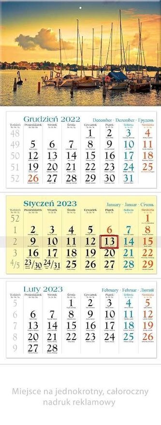 Kalendarz 2023 Trójdzielny Mazury