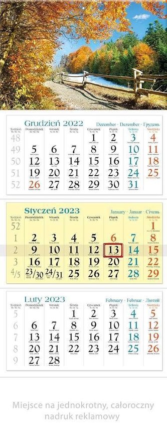 Kalendarz 2023 Trójdzielny Jesień