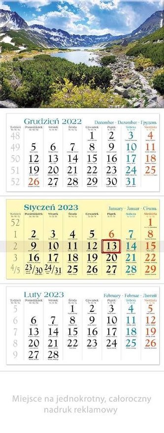 Kalendarz 2023 Trójdzielny Tatry