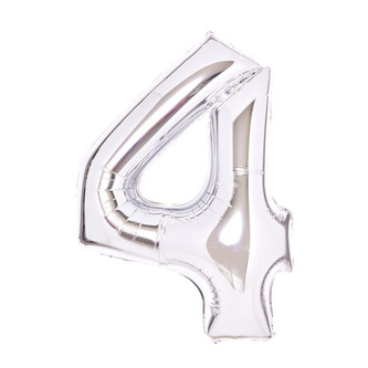 Foliová číslice - stříbrná 4 - 66 cm