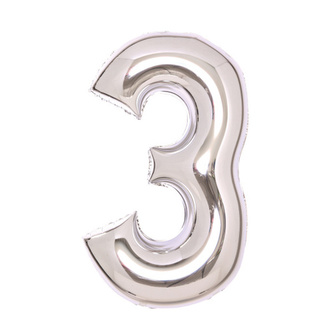 Foliová číslice - stříbrná 3 - 66 cm