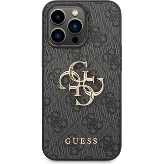 Guess PU 4G Metal Logo kryt iPhone 14 Pro Max šedý