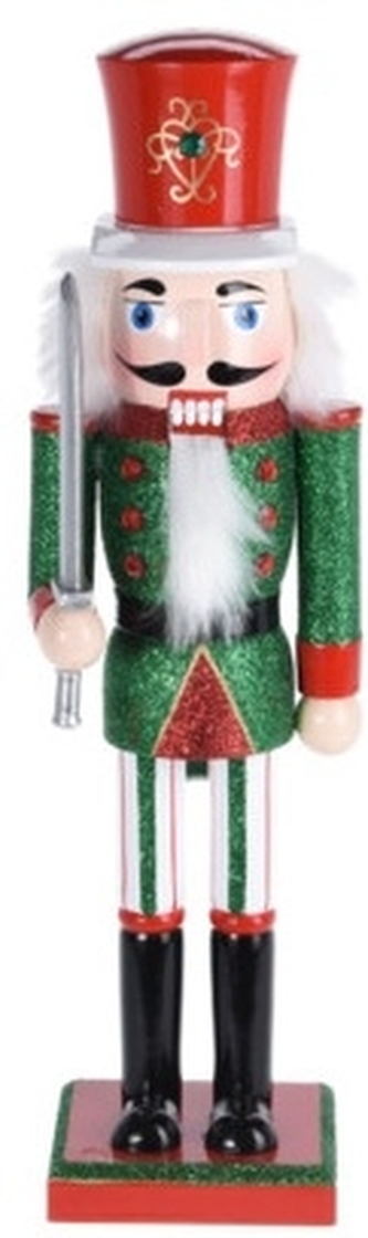 Dřevěný louskáček 36x9x9,5 cm zelený B