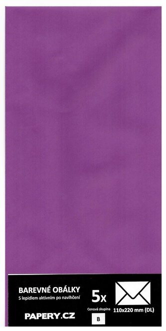 barevná obálka 110x220 FIALOVÁ, 5 kusů, 100 gm2, olizová