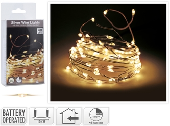 Světelný řetěz 200 cm s časovačem, 40 LED teplé bílé světlo Světelný řetěz 200 cm s časovačem, 40 LED teplé bílé světlo