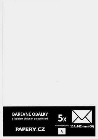 barevná obálka 114X162 BÍLÁ, 5 kusů, 100 gm2, olizová