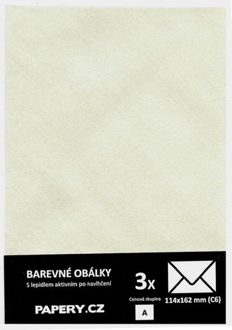 barevná obálka 114X162 BÍLÁ ÚSTŘICOVÁ METALICKÁ, 3 kusy, 100 gm2, olizová