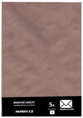 barevná obálka 162X229 HNĚDÁ S PRUHY, 5 kusů, 100 gm2, olizová