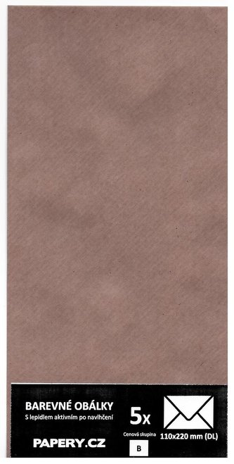 barevná obálka 110x220 HNĚDÁ S PRUHY, 5 kusů, 100 gm2, olizová