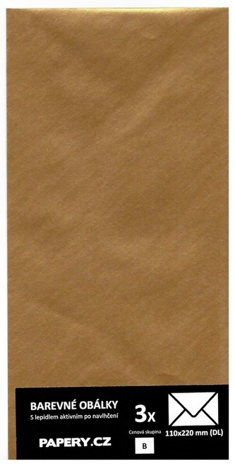 barevná obálka 110x220 ZLATÁ METALICKÁ, 3 kusy, 100 gm2, olizová