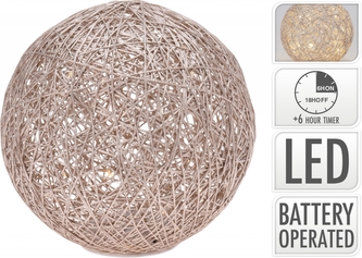 Dekorativní LED koule Rafia metalická zlatá 20 cm
