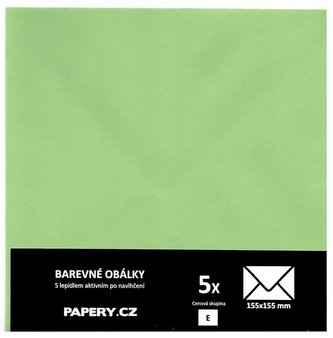 barevná obálka 155X155 ZELENÁ LIMENTKOVÁ, 5 kusů, 100 gm2, olizová