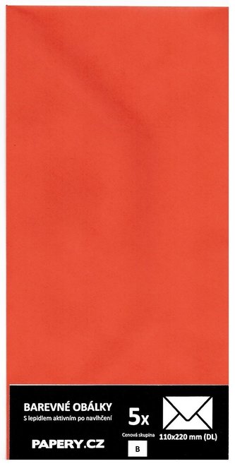 barevná obálka 110x220 ORANŽOVÁ, 5 kusů, 100 gm2, olizová