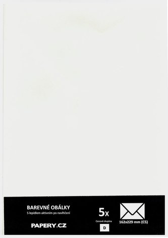 barevná obálka 162X229 SLONOVÁ, 5 kusů, 100 gm2, olizová