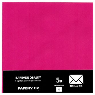 barevná obálka 155X155 RŮŽOVÁ, 5 kusů, 100 gm2, olizová