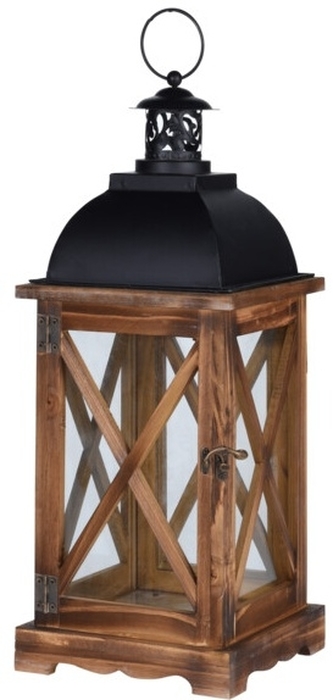 Dřevěná lucerna hnědá C, 41x16x16 cm