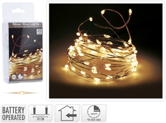 Světelný řetěz 100 cm s časovačem, 20 LED teplé bílé světlo