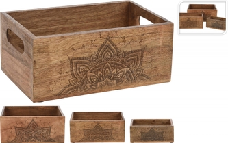 Dřevěný box Mango mandala sada 3 ks