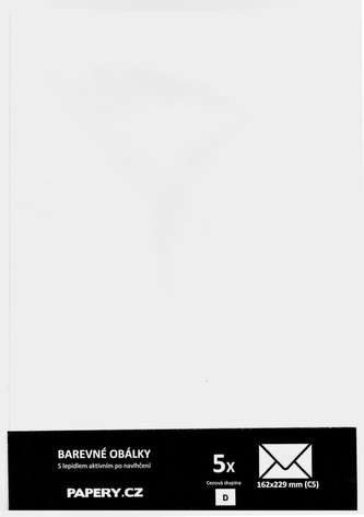 barevná obálka 162X229 BÍLÁ ZÁKLADNÍ, 5 kusů, 100 gm2, olizová