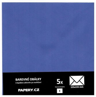 barevná obálka 155X155 MODRÁ IRIS, 5 kusů, 100 gm2, olizová