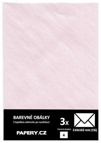 barevná obálka 114X162 RŮŽOVÁ PERLEŤOVÁ METALICKÁ, 3 kusy, 100 gm2, olizová