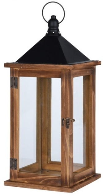 Dřevěná lucerna hnědá B, 41x16x16 cm