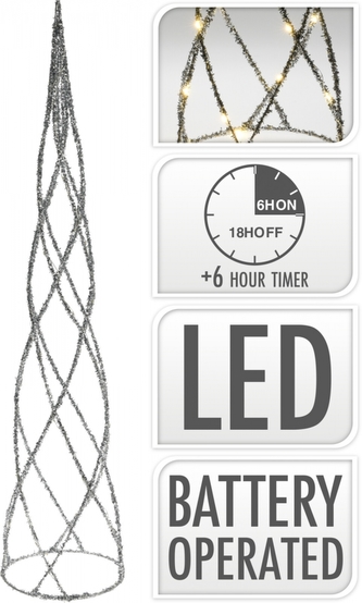 Kužel stříbrný LED 80 cm