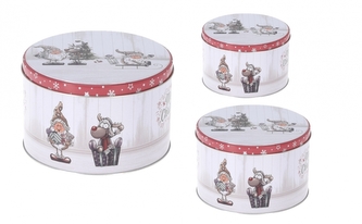 Plechová dóza se skřítkem, sada 3 ks