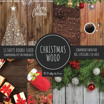Christmas Wood Scrapbook Paper Pad 8x8 Scrapbooking Kit for Papercrafts, Cardmaking, Printmaking, DIY Crafts, Holiday Themed, De