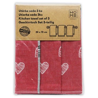 HOME ELEMENTS Set utěrek z egyptské bavlny 50*70 cm, 3 ks, Srdce