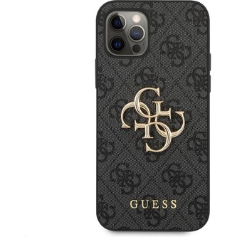 Guess PU 4G Metal Logo kryt iPhone 12/12 Pro šedý