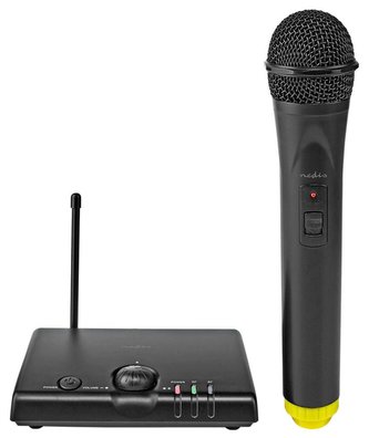 NEDIS bezdrátový mikrofon s přijímačem/ Kardioid/ 1500 Ohm/ -97 dB/ ovládání hlasitosti/ černý