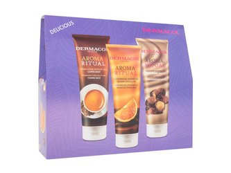 Dermacol Aroma Ritual sprchový gel Belgian Chocolate 250 ml + sprchový gel Coffee Shot 250 ml + sprchový gel Macadamia Truffle 250 ml