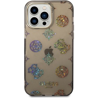 Guess PC/TPU Peony Glitter kryt iPhone 14 Pro Max černý